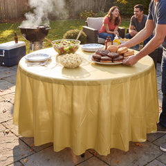 Gold Flannel Backed Round Table Cover - 84"