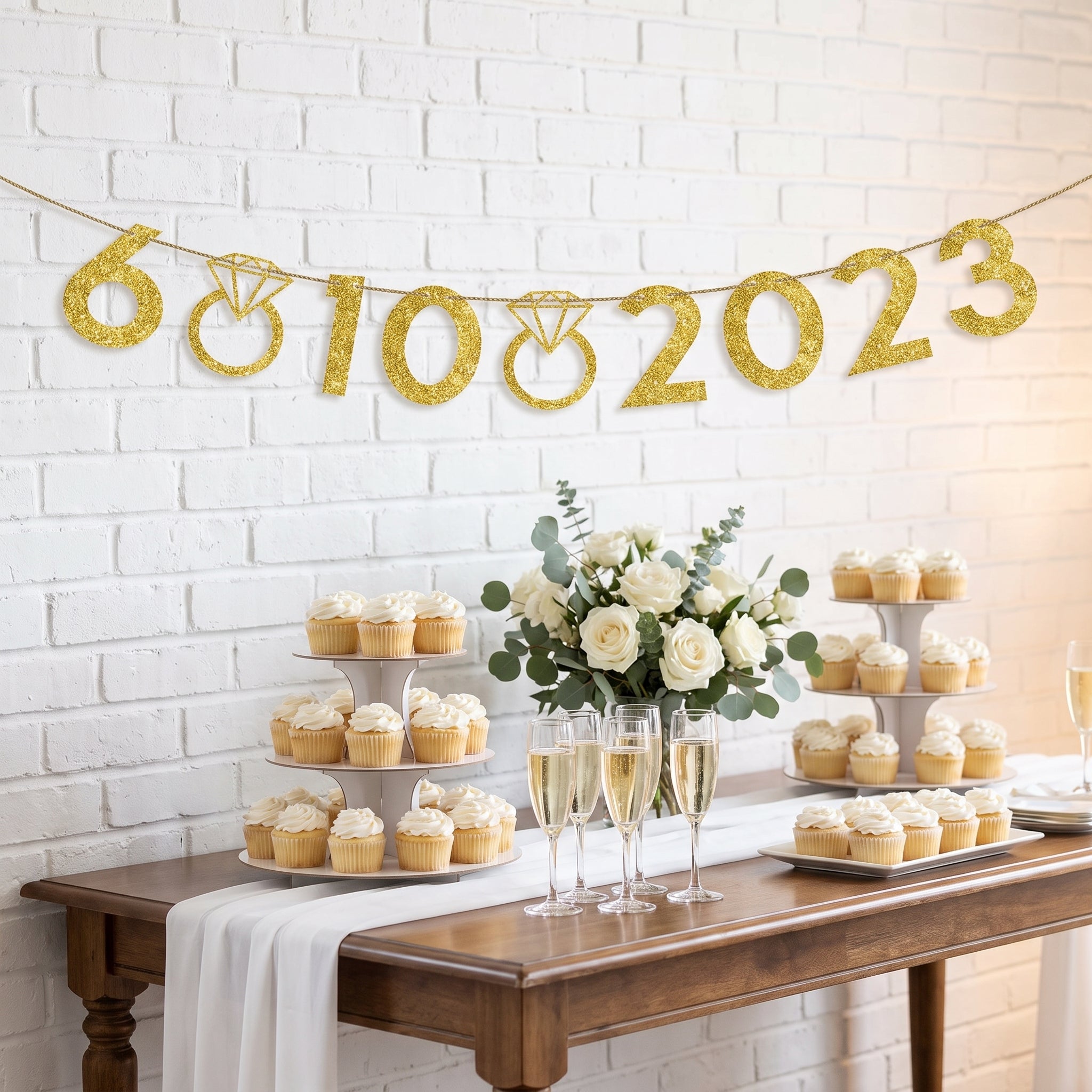 Customizable Glitter Gold Wedding Banner Kit
