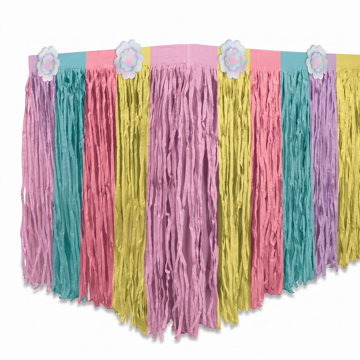 Enchanted Unicorn Paper Table Skirt with Iridescent Flowers