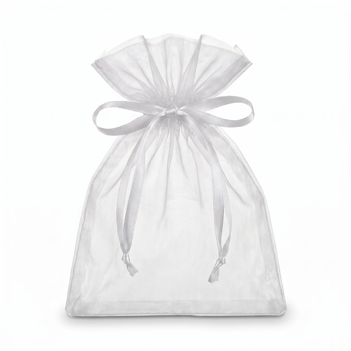 Elegant White Organza Wedding Favor Bags - 12 Pack