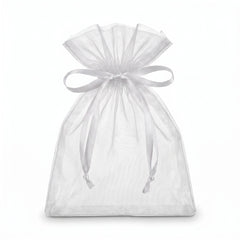 Elegant White Organza Wedding Favor Bags - 12 Pack