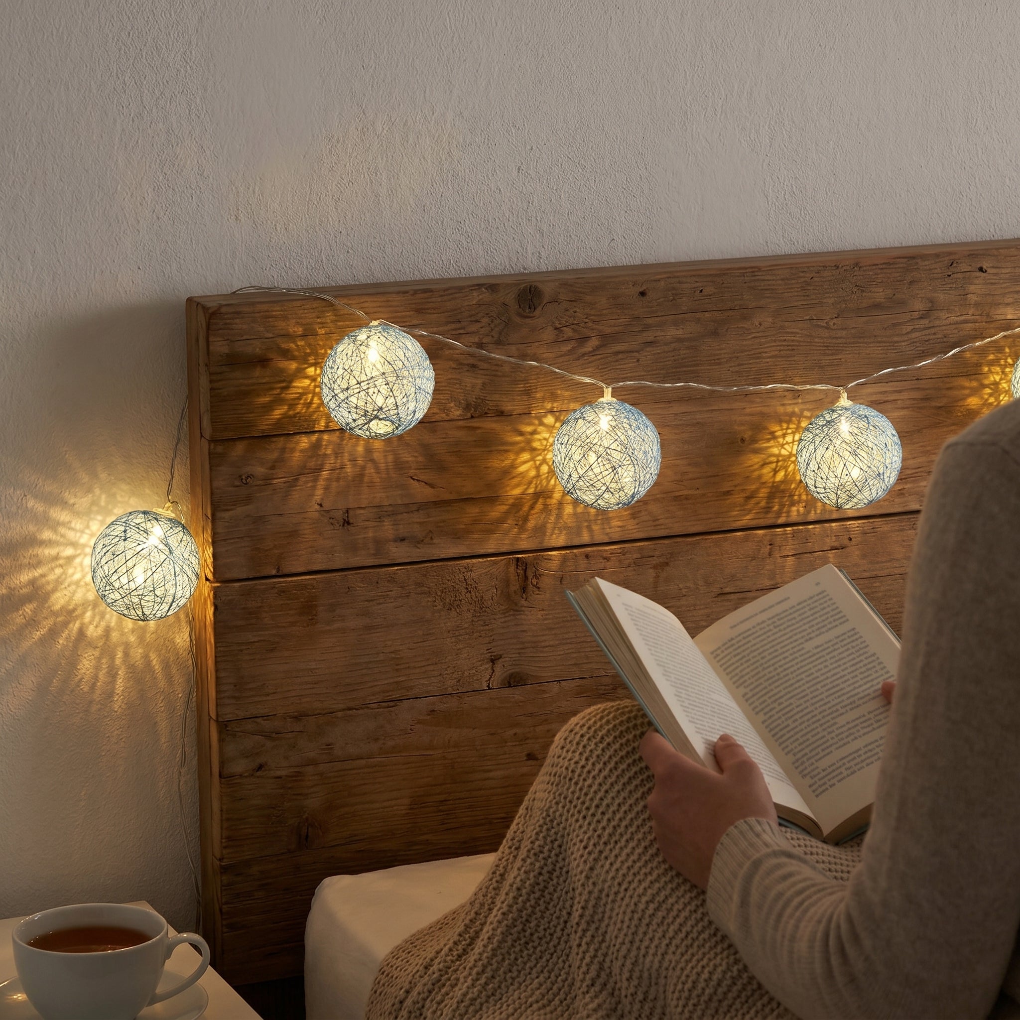 Blue Woven Ball LED String Lights, 5-ft, Battery Operated