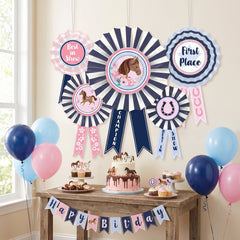 Saddle Up Award Ribbon Fan Decorations for Kids' Birthday Party