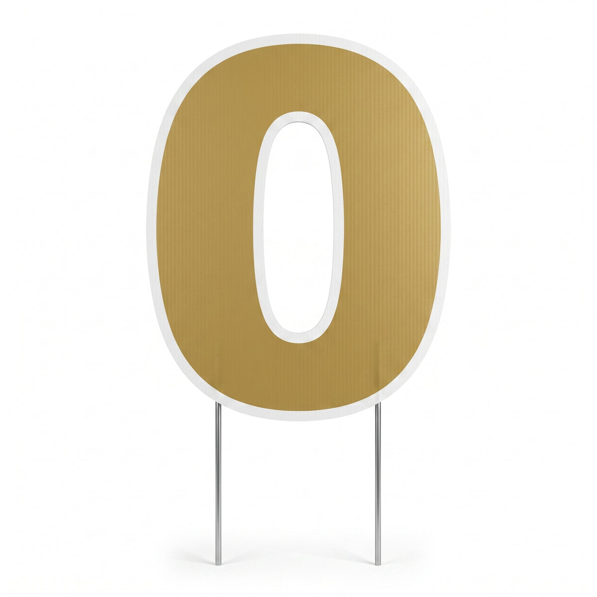 Gold Number 0 Yard Sign for Celebrations