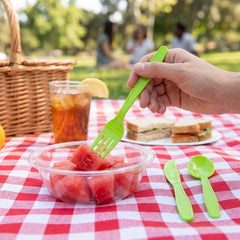 Kiwi Green Assorted Plastic Cutlery Set - 24 Pieces - 7.5 in.