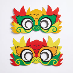 Vibrant Lunar New Year Dragon Paper Masks - 8 Pack