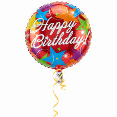 Vibrant Starburst Happy Birthday Foil Balloon - 18 inch