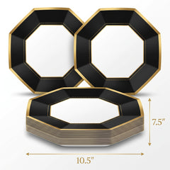 Premium Black 10" Octagonal Paper Plates - Multipack