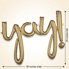 Gold "Yay" Script Foil Balloon