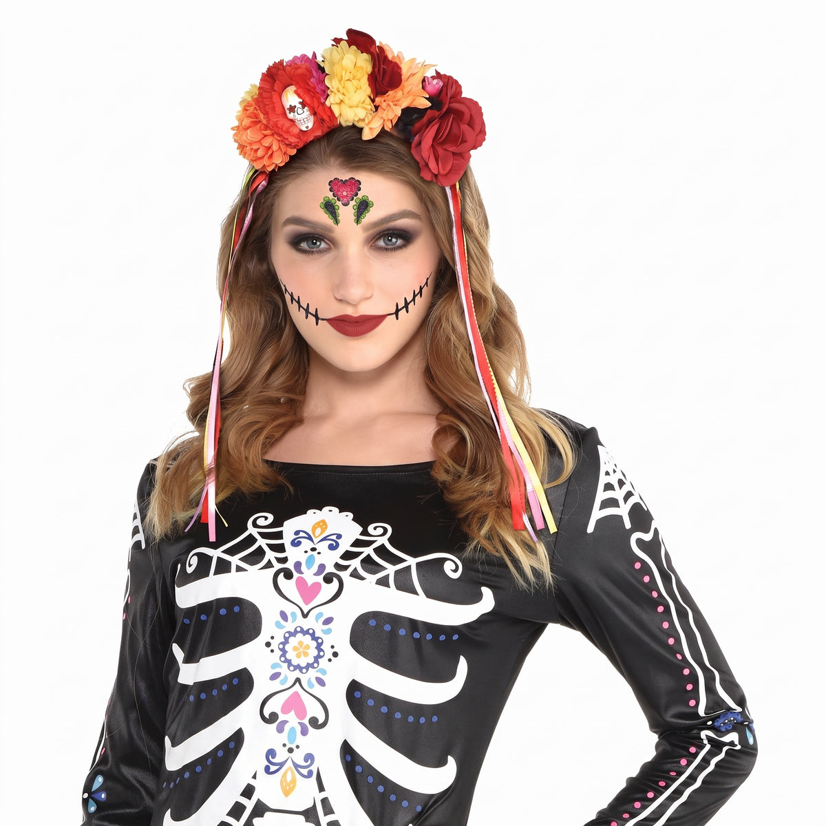 Day of the Dead Floral Skull Headband