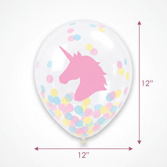 Enchanted Unicorn Confetti Latex Balloons, 12-Inch, 6-Pack