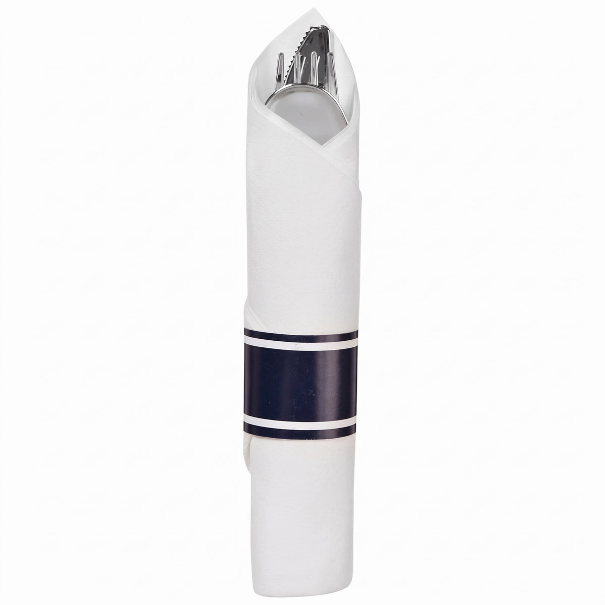 Premium Navy Rolled True Cutlery Set  With Guest Towel - 10 pack