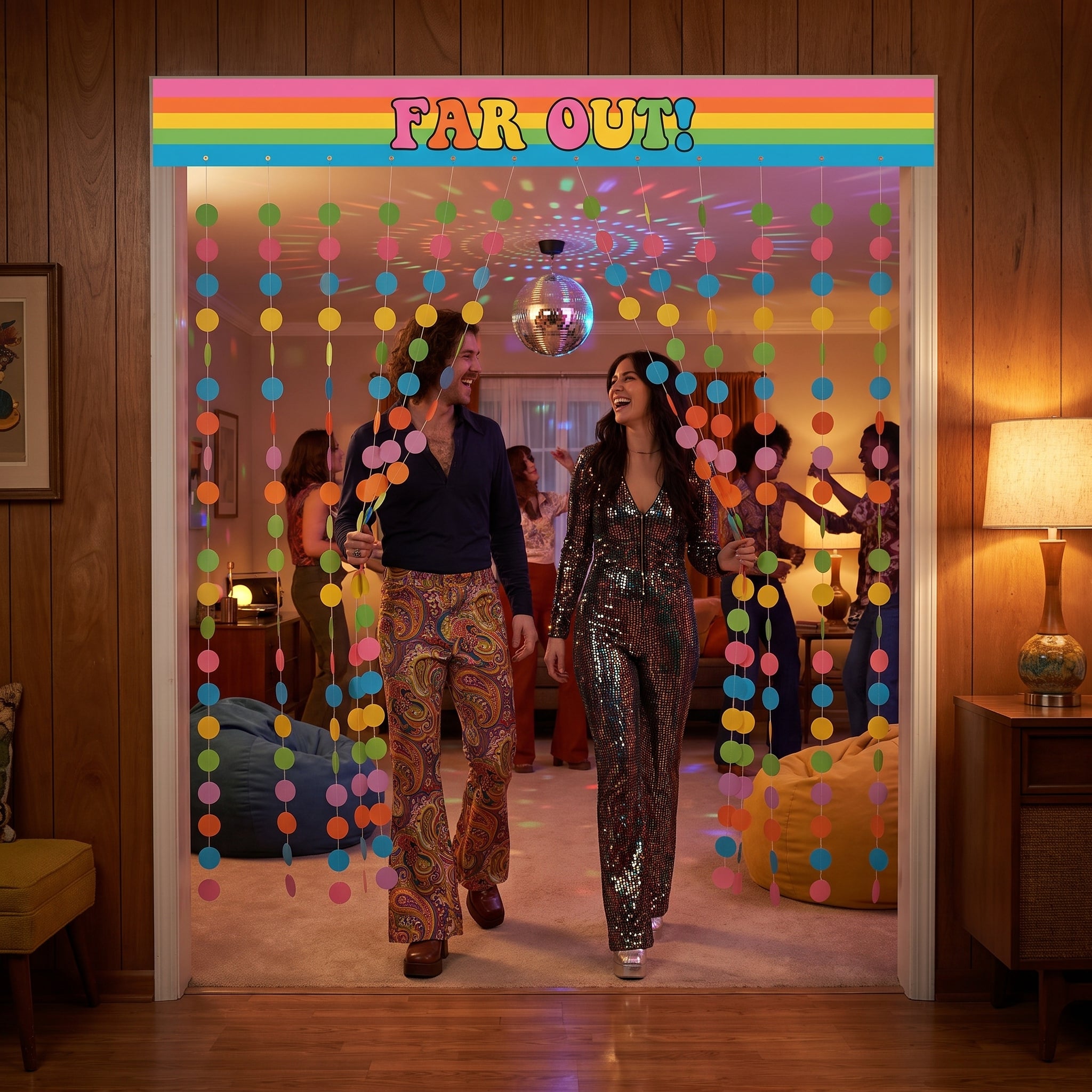 "Far Out" 70s Good Vibes Doorway Curtain