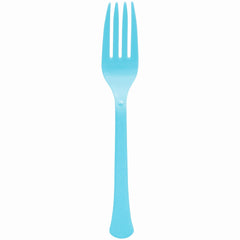 Heavy Duty Caribbean Blue Plastic Forks - 7.5 in. | 50 Pack