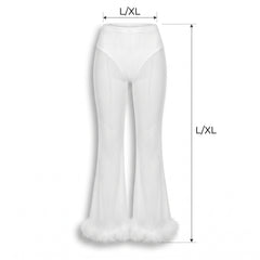 Women's Angel Costume Pants with Marabou Trim - L/XL