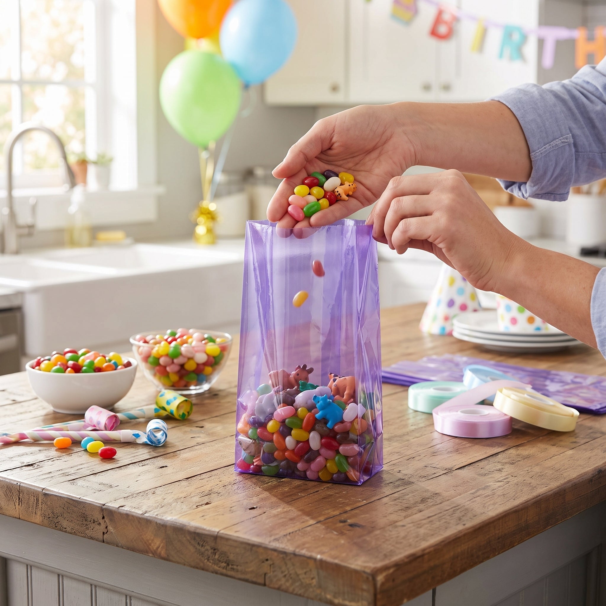 Purple Large Cello Treat Bags, 25-Pack