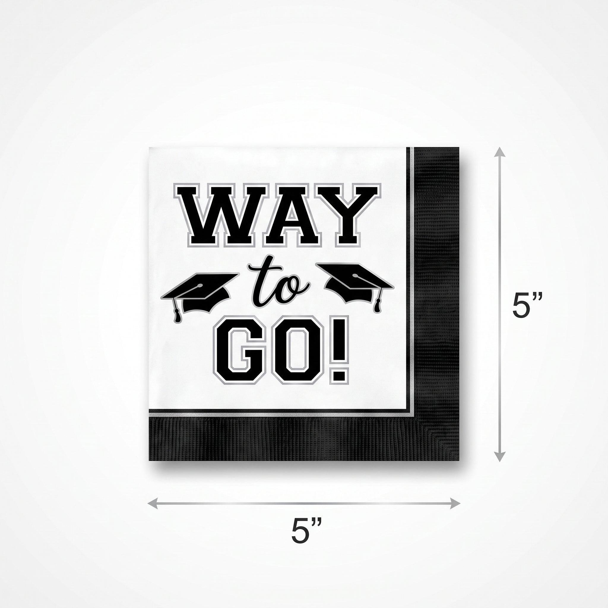 True to Your School Silver Graduation Beverage Napkins, 40-Pack - 5 In. X 5 In.