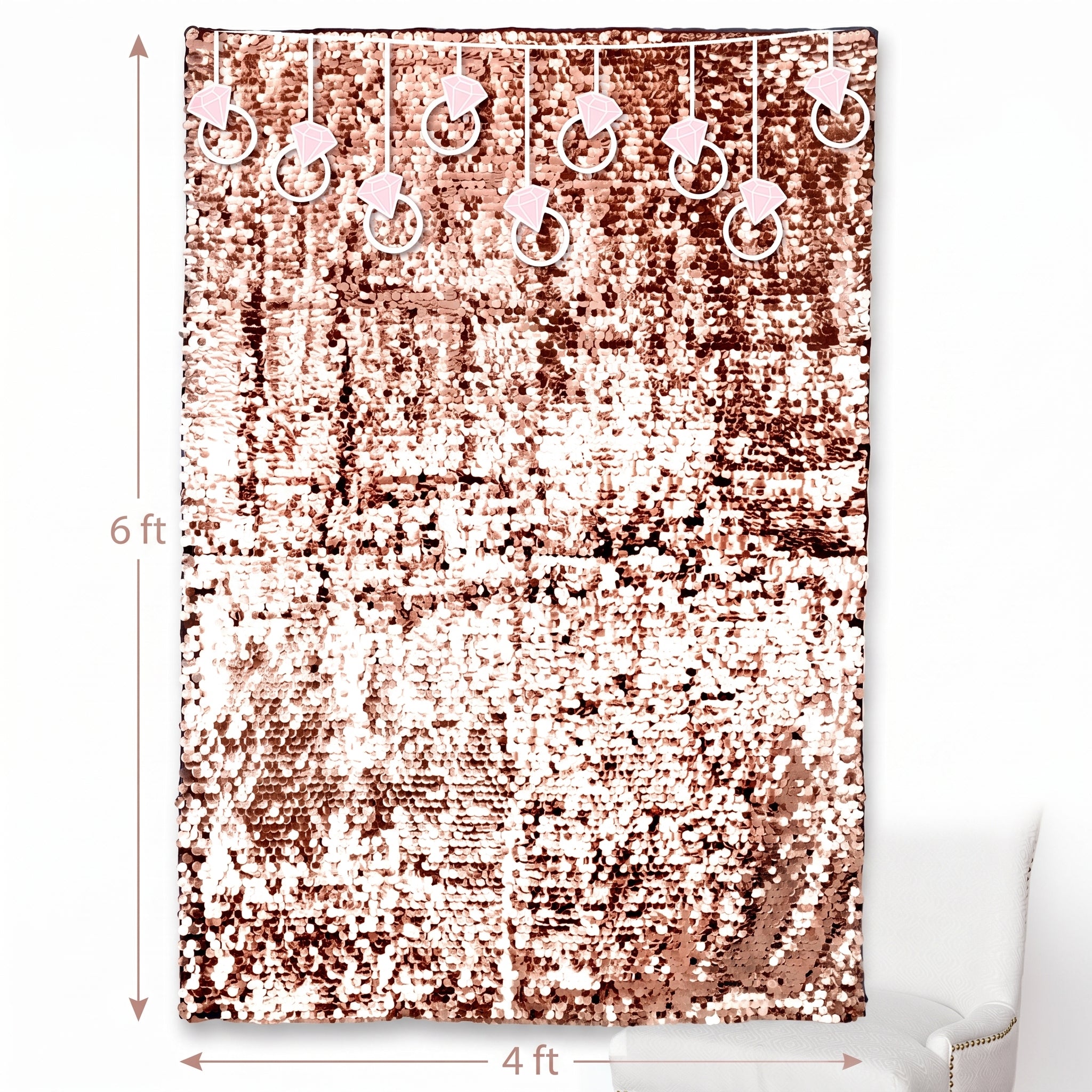 Blush Paillettes Wedding Backdrop with Sequin Accents