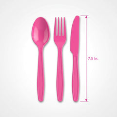 Bright Pink Plastic Cutlery Set - 7.5 in. - 64 Count