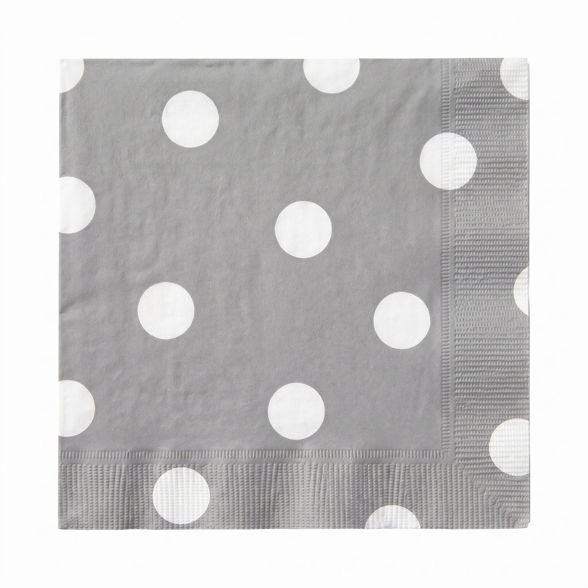Silver Dot Border Beverage Napkins - 5 In. X 5 In. | 16 Count
