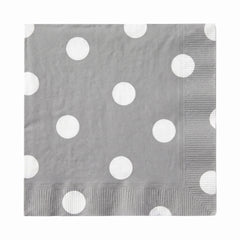 Silver Dot Border Beverage Napkins - 5 In. X 5 In. | 16 Count