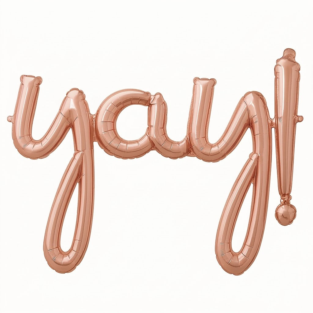 Rose Gold "Yay!" Metallic Foil Balloon - 35" x 25"