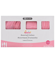 Little Gym - Bright Pink Plastic Cutlery Set - Assorted - 200 Ct.