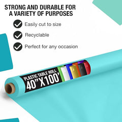 40 In. x 100 Ft. Aqua Blue Table Roll