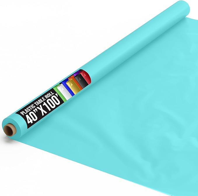 40 In. x 100 Ft. Aqua Blue Table Roll