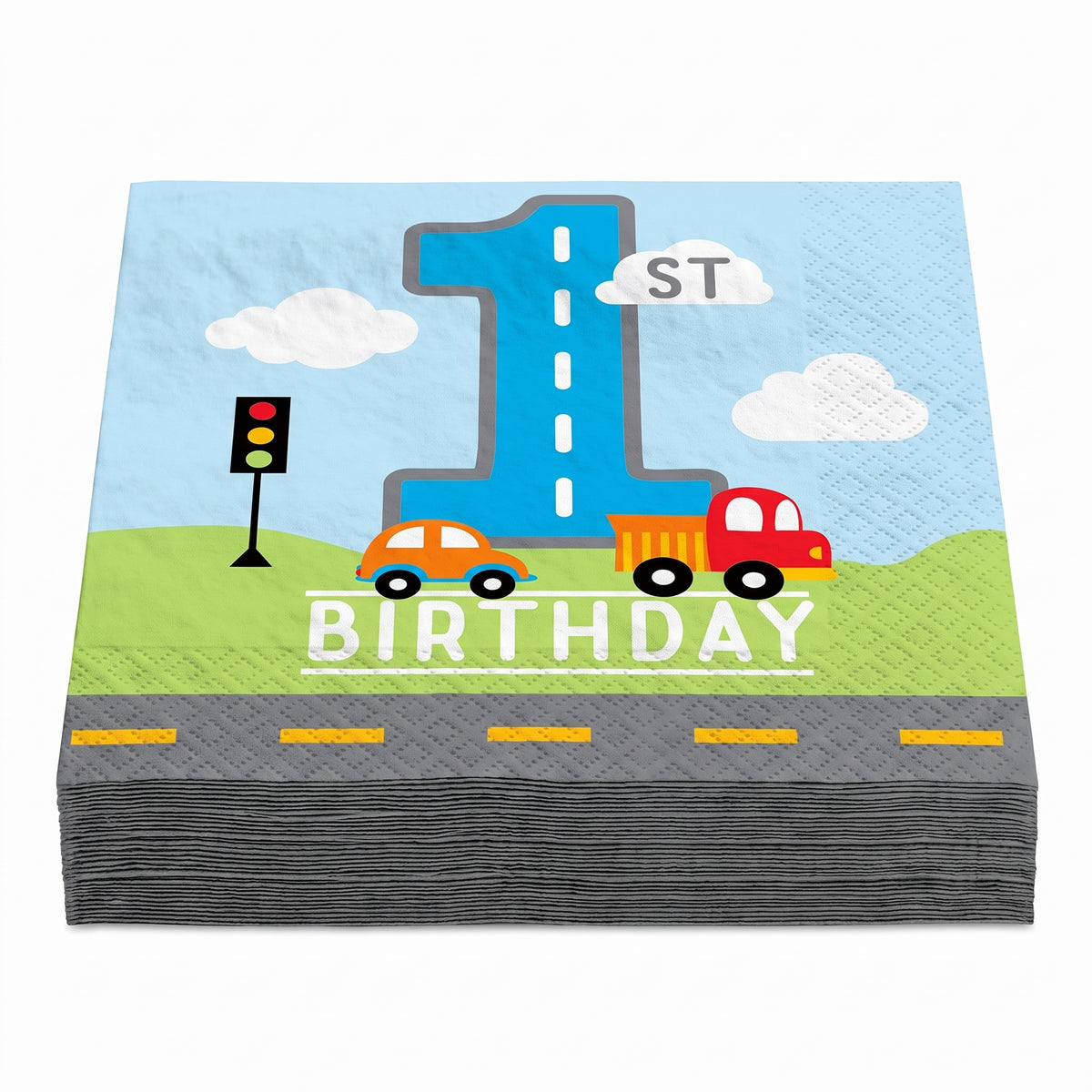 On The Road 1st Birthday Beverage Napkins - 5 In. X 5 In.