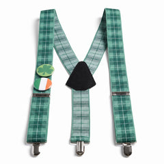 Green Plaid St. Patrick's Day Suspenders with Decorative Buttons