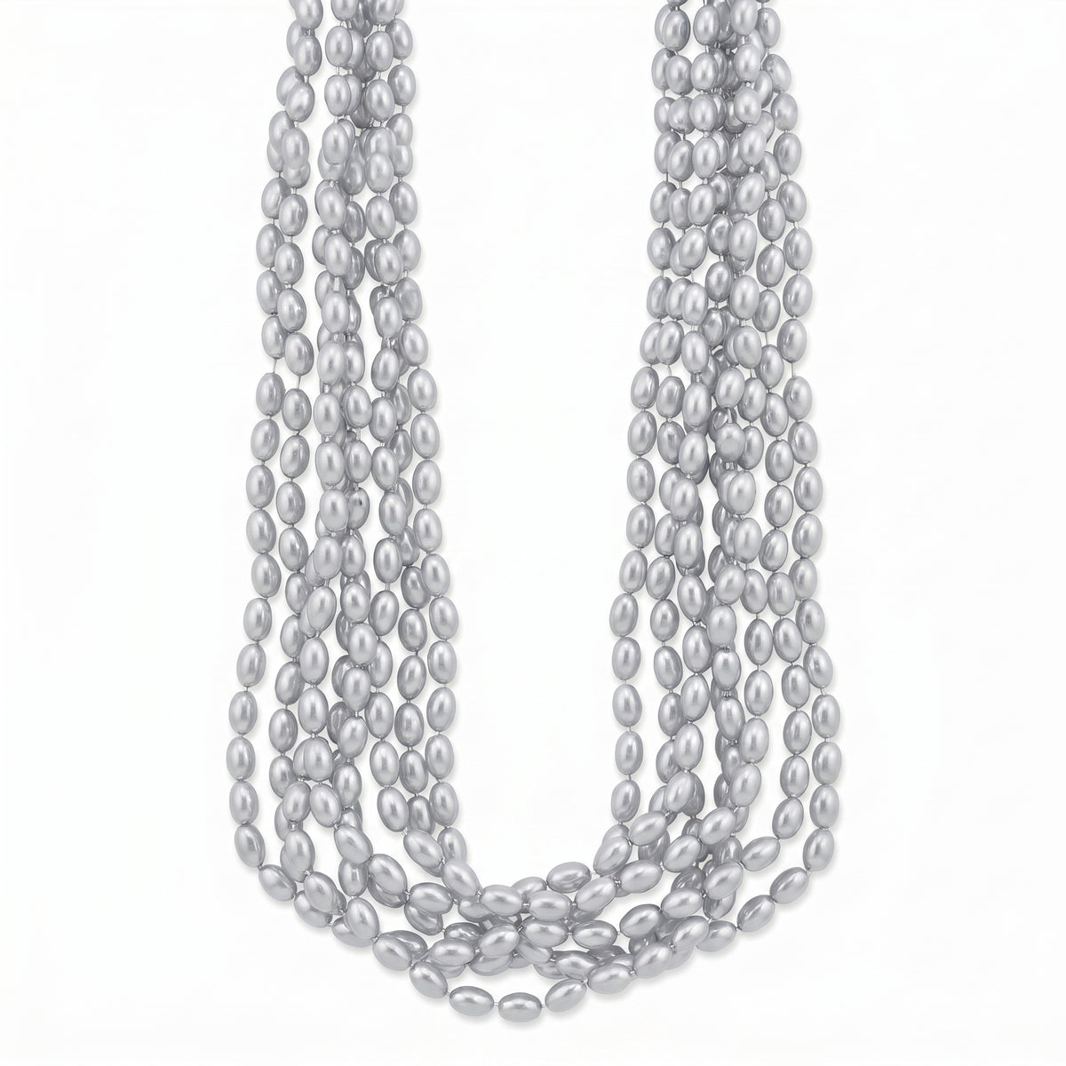 Silver Metallic Bead Necklace Set - 8 Pack