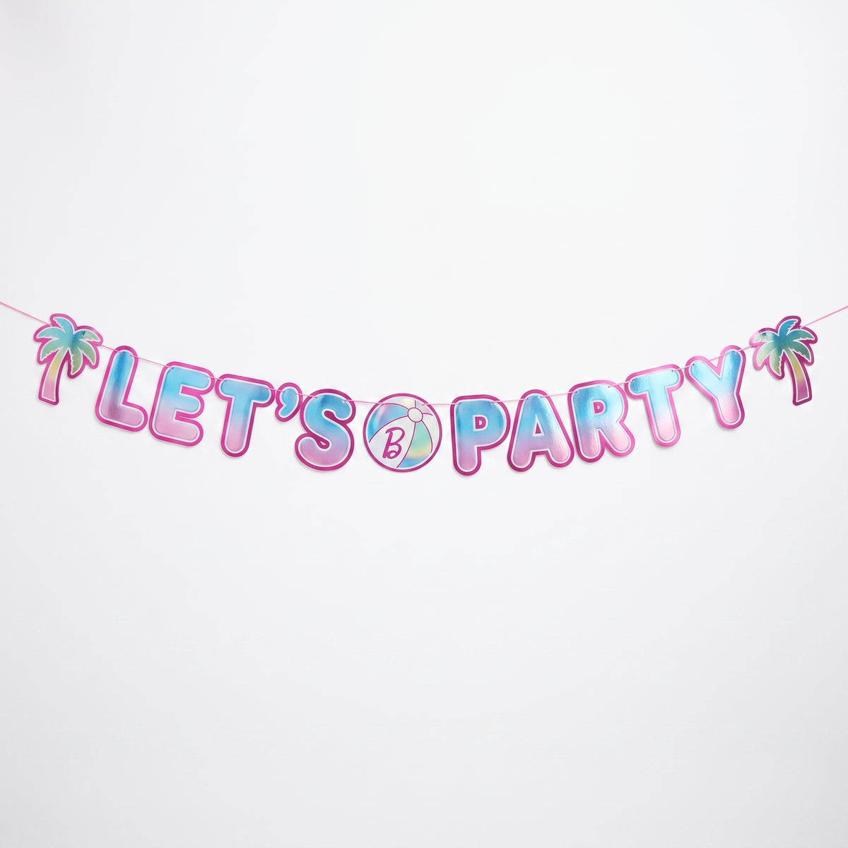 Malibu Barbie Metallic Pastel "Let's Party" Letter Banner
