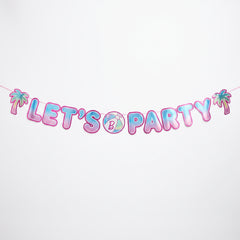 Malibu Barbie Metallic Pastel "Let's Party" Letter Banner