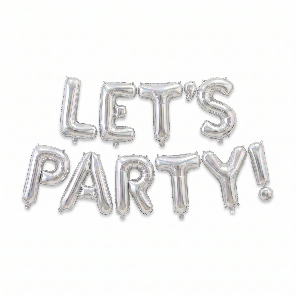 Silver Metallic "LET'S PARTY" Foil Balloon Banner
