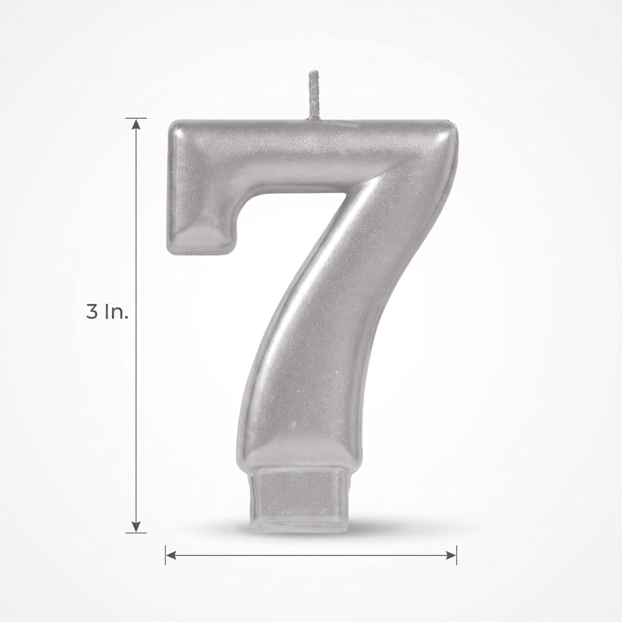 Silver Metallic Number 7 Birthday Candle