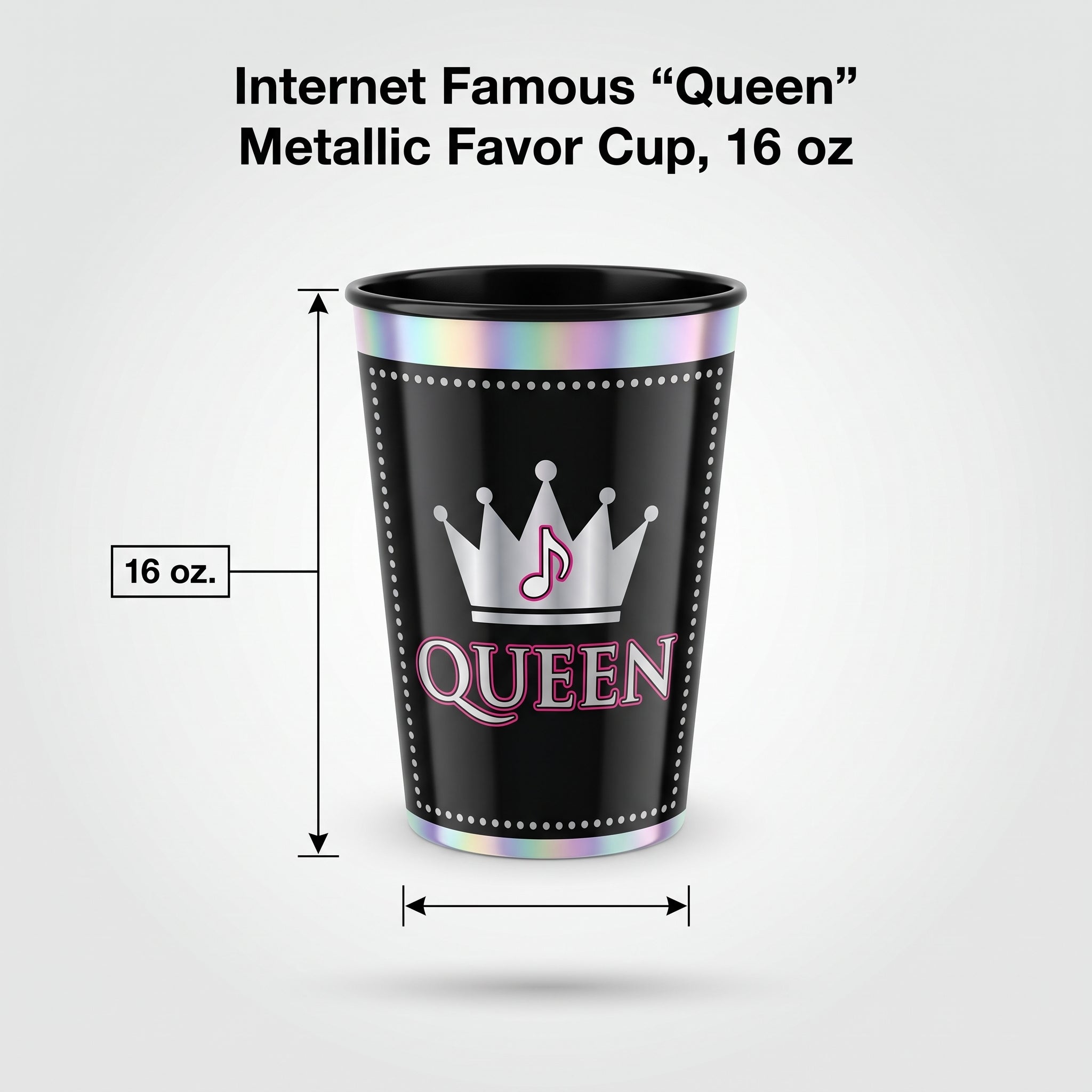 Internet Famous "Queen" Metallic Favor Cup, 16 oz
