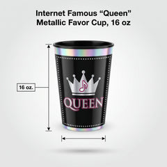Internet Famous "Queen" Metallic Favor Cup, 16 oz