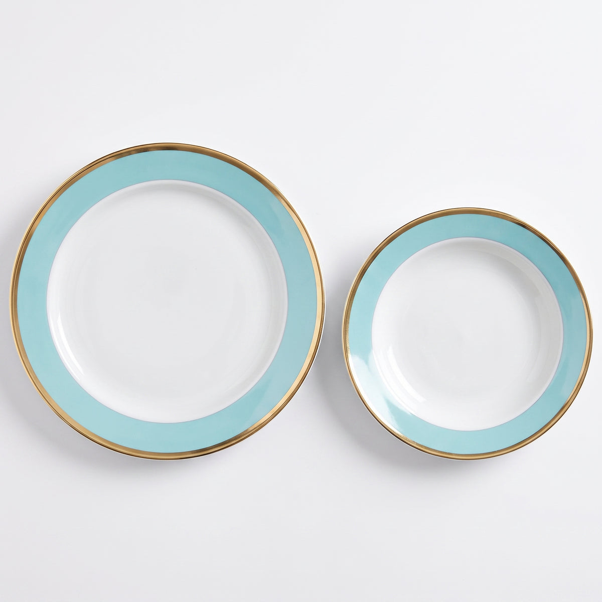 Robin's Egg Blue Premium Plastic Plates with Gold Rim