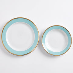 Robin's Egg Blue Premium Plastic Plates with Gold Rim