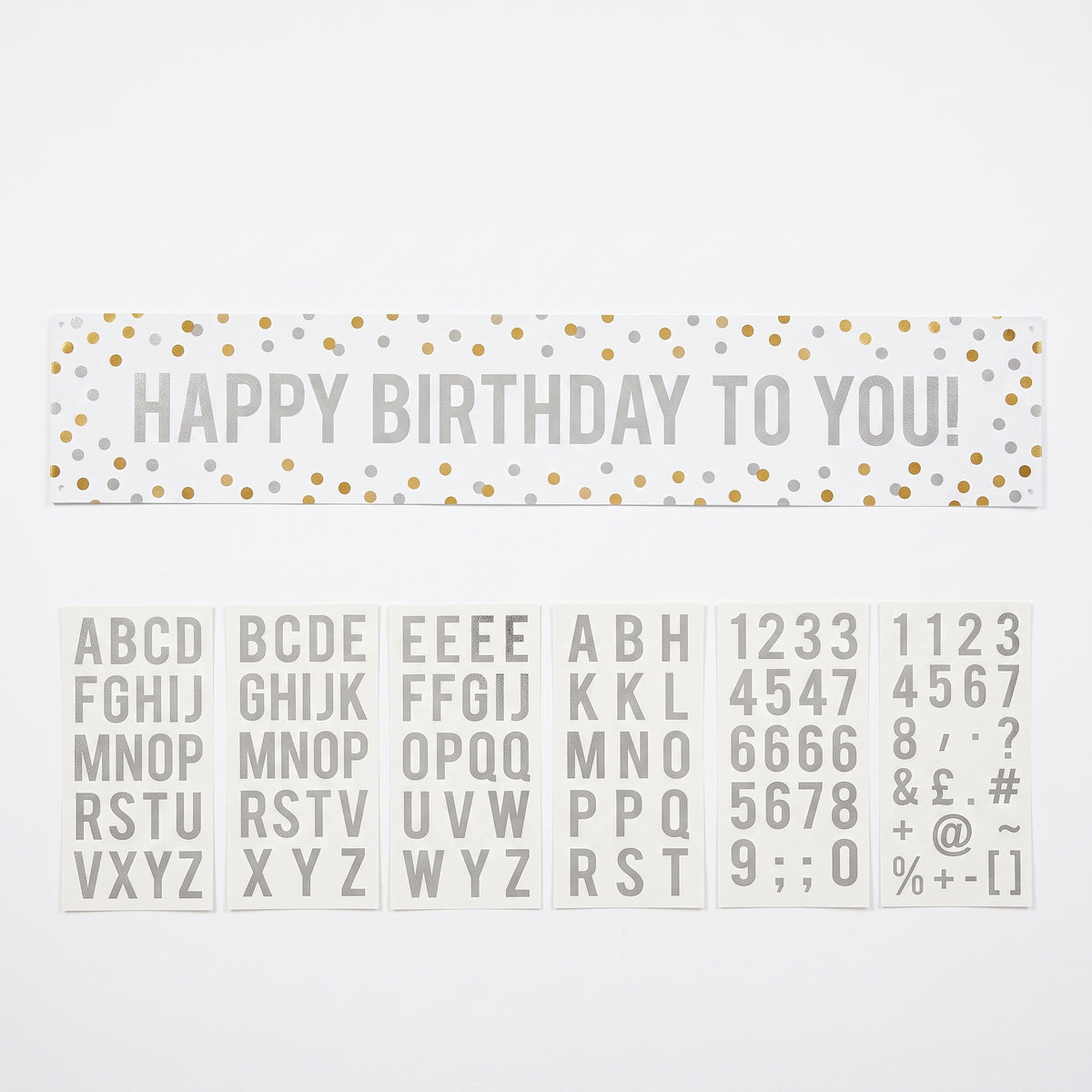 Customizable Gold & Silver Confetti Dot Banner