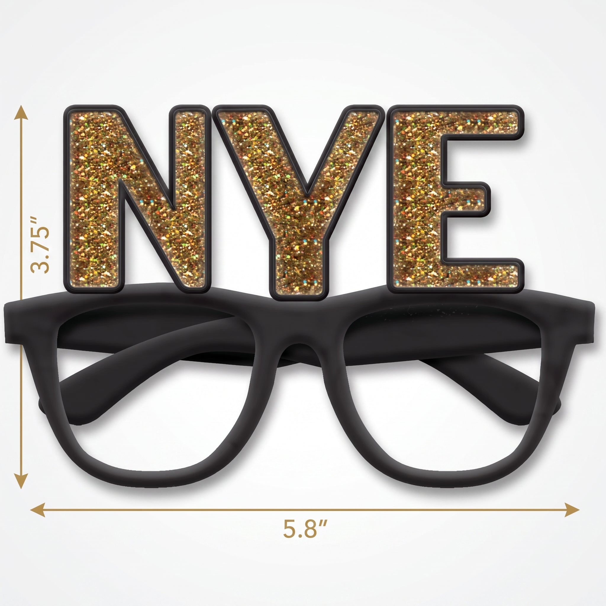 Gold Glitter "NYE" Glasses - Festive Eyewear for New Year's Eve