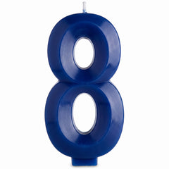 Elegant Dark Blue Number 8 Birthday Candle, 5.25-Inch