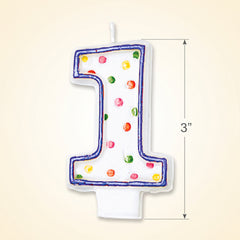 Polka Dot Number 1 Birthday Candle - Colorful Celebration Accessory