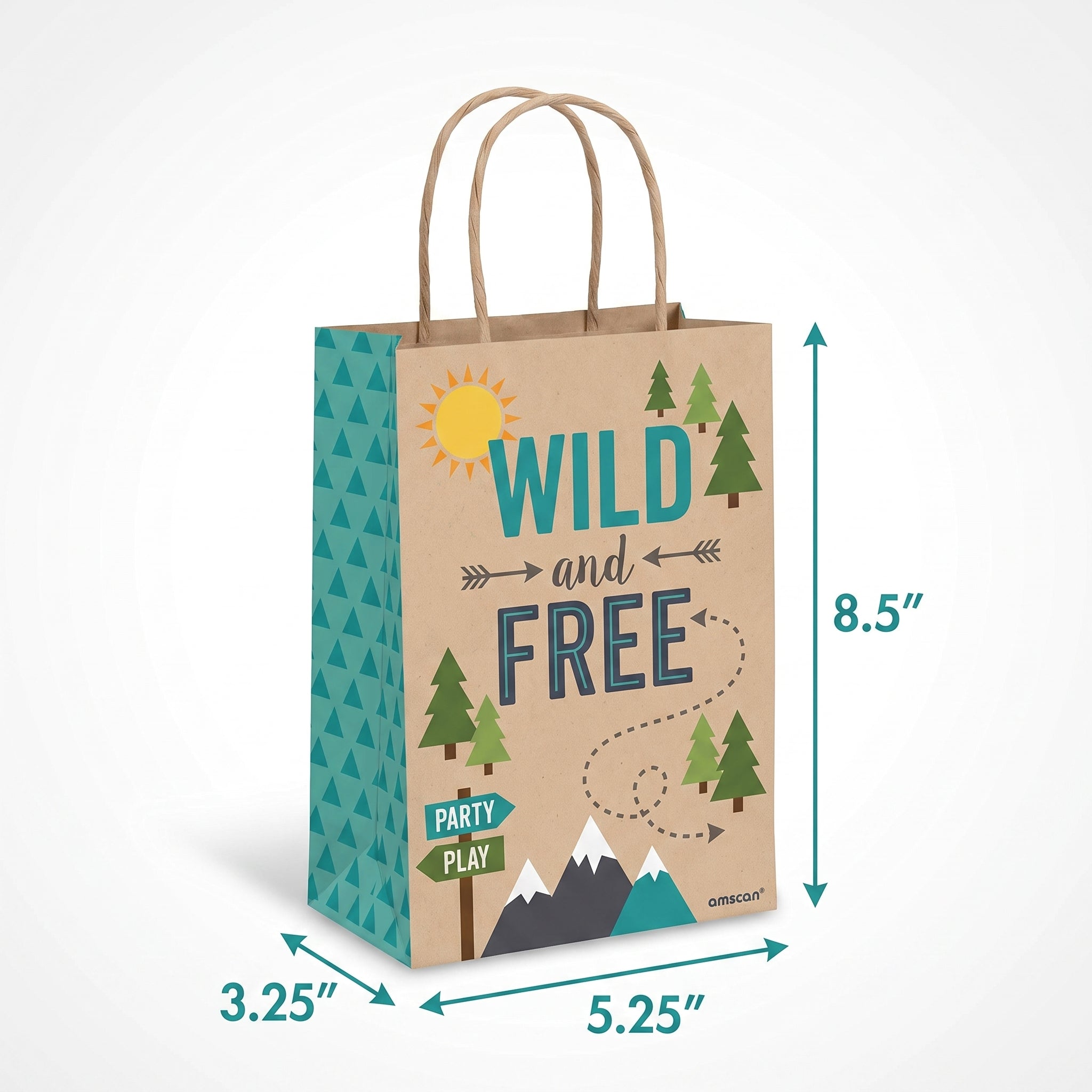 Wilderness Adventure Paper Kraft Loot Bags - 8 Pack for Baby's First Birthday