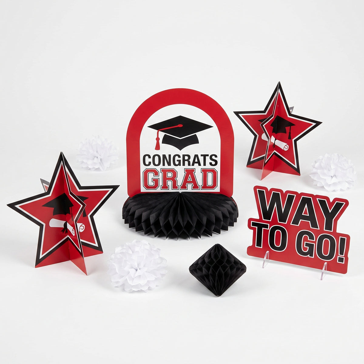 Red Graduation Table Decorating Kit - 7 Piece Set