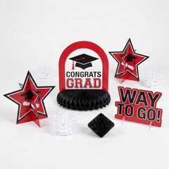Red Graduation Table Decorating Kit - 7 Piece Set