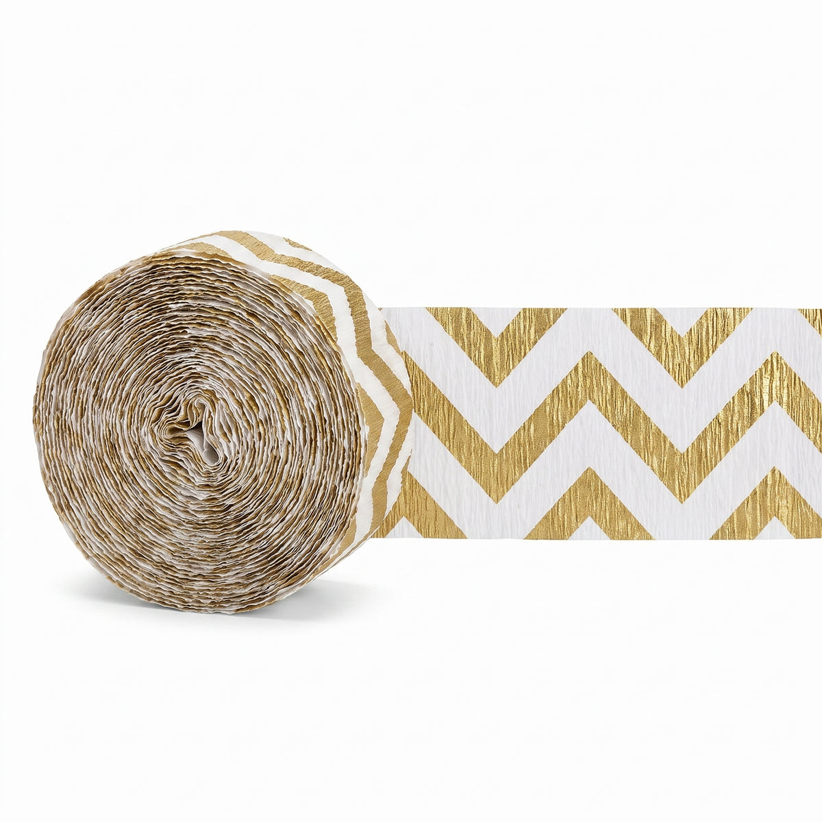 Gold Chevron Crepe Streamer - 81ft, Chic Party Decoration