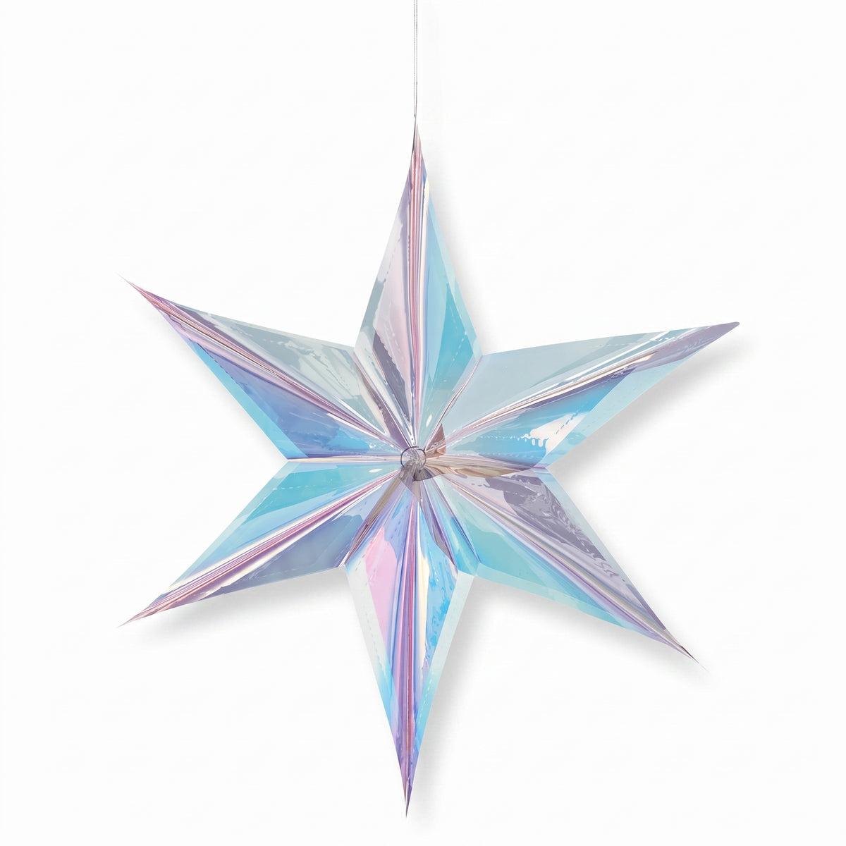 Iridescent Luminous 3D Hanging Foil Star Decoration - 24"