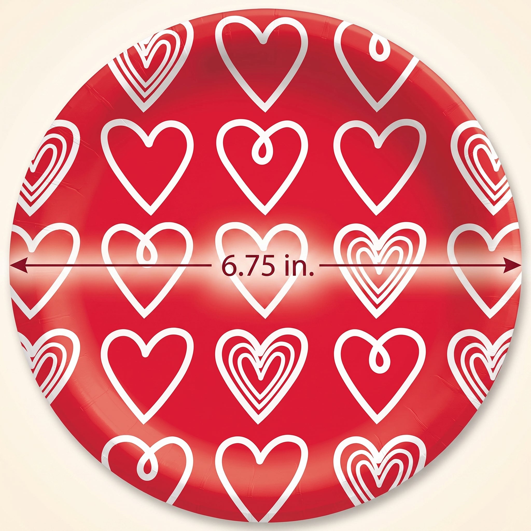 Romantic Red Heart Paper Plates - 6.75"